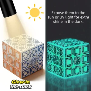 ZIINA STAR Cloud 3x3 (Glow in the dark )，3x3 UV Glow in the Dark Cube - 3x3x3 Speed Puzzle Cube, Christmas/Halloween gifts