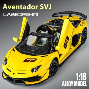 Large 1/18 Aventador SVJ Supercar Model Simulation Interior Details Adult Collection Ornaments Boy Gift Halloween Toys