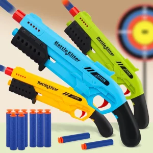 Outdoor Durable Soft Bullet Blaster Manual Foam Dart Launcher Battle Toy,Play Gun for Boys & Girls,Halloween&Christmas Gitfs