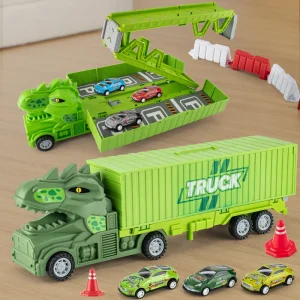 Large dinosaur container car set Folding rail car Children's storage car toy ejection car Boy's birthday gift June 1 Children's