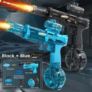 Children Simulated Flame Electric Water Gun Toys Summer Outdoor Beach Pool Fight Game Kids Automatic Sensor Lights Watergun Gift